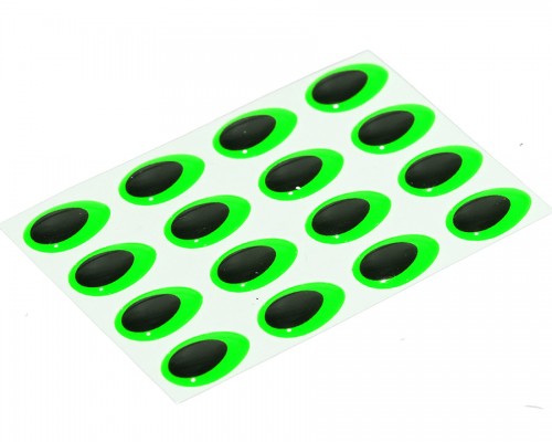 3D Epoxy Teardrop Eyes, Fluo Green, 12 mm